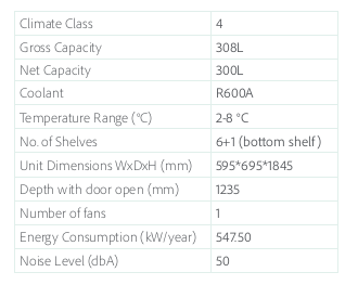 CMS300-Data Coolmed Pharmacy Fridge | CMS300 | 300L | Solid Door