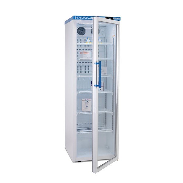 rldg1524-ajar-stocked_1763479099 Labcold Pharmacy Fridge | RLDG1524 | 440L | Glass Door